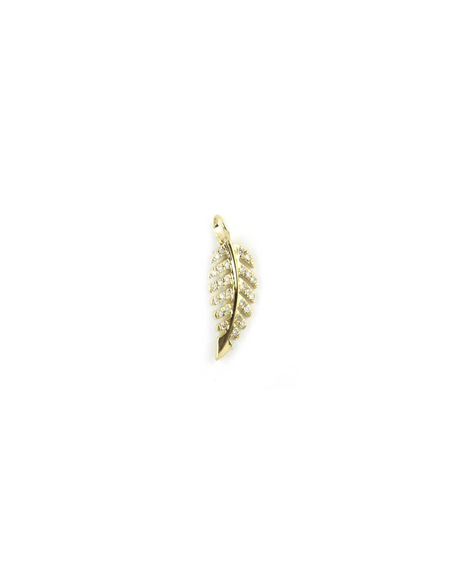 Mini 14K Gold Diamond Leaf Charm
