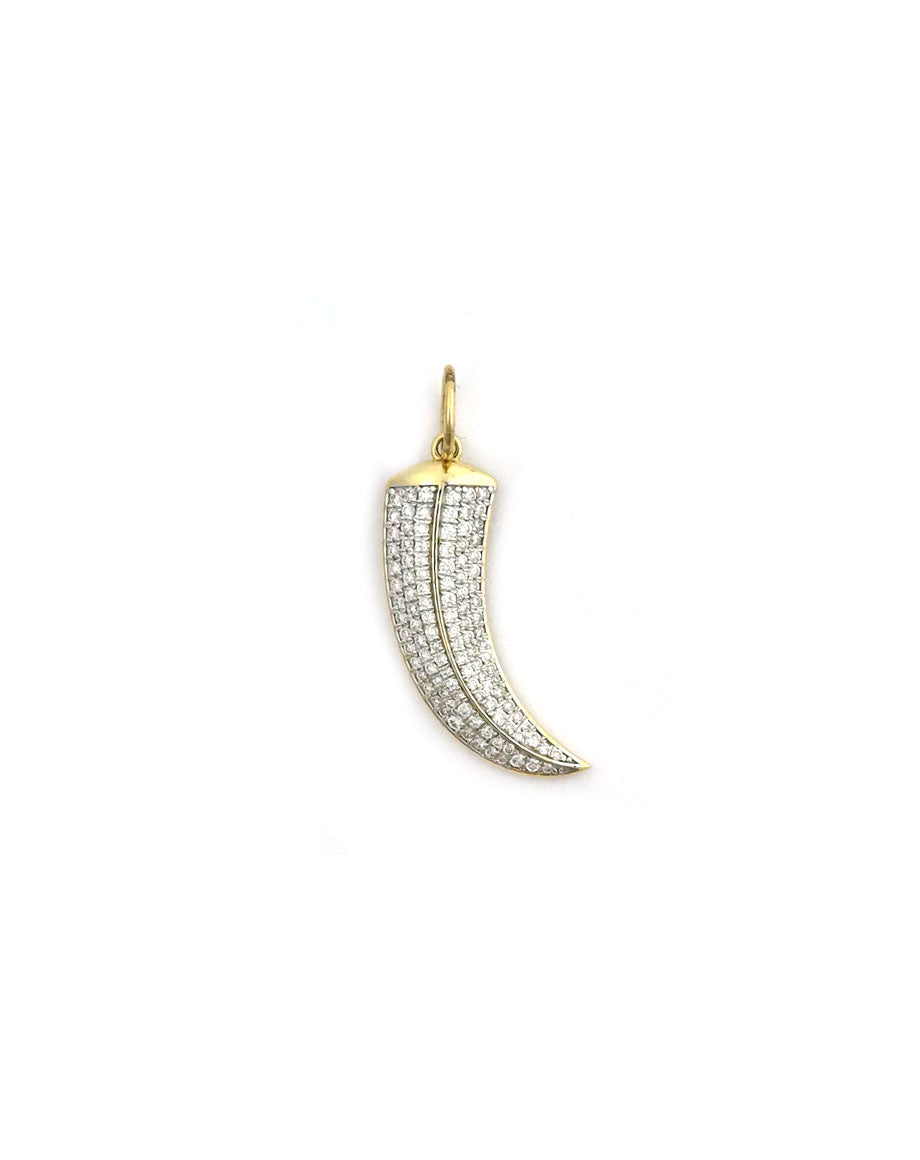 14K Gold Diamond Horn Pendant