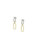 14K Gold Two Tone Top Diamond Link Earrings