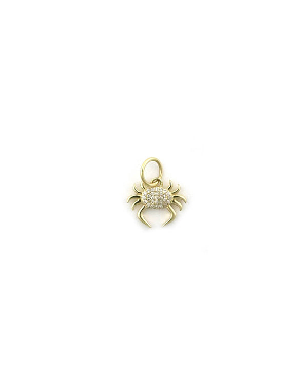 Mini 14K Gold Diamond Crab Charm