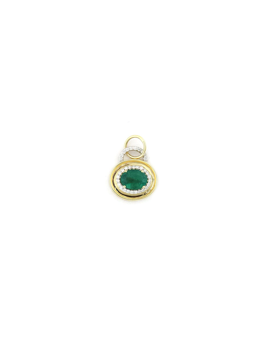 1.06ct Emerald Oval Diamond Coin Charm