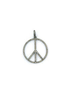 1" Silver Diamond Peace Sign Charm