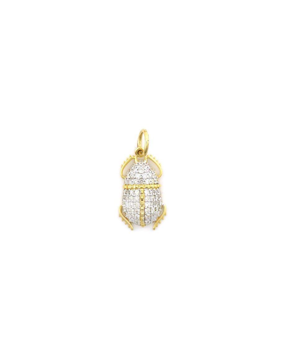 14K Gold Diamond Scarab Beetle Charm