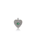 Silver Pave Diamond Heart Emerald Charm
