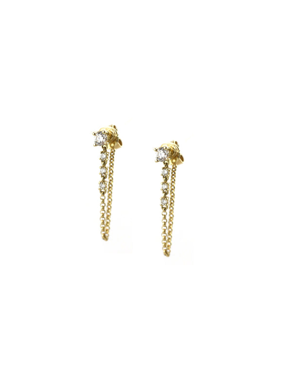 14K Gold 4 Diamond Chain Studs