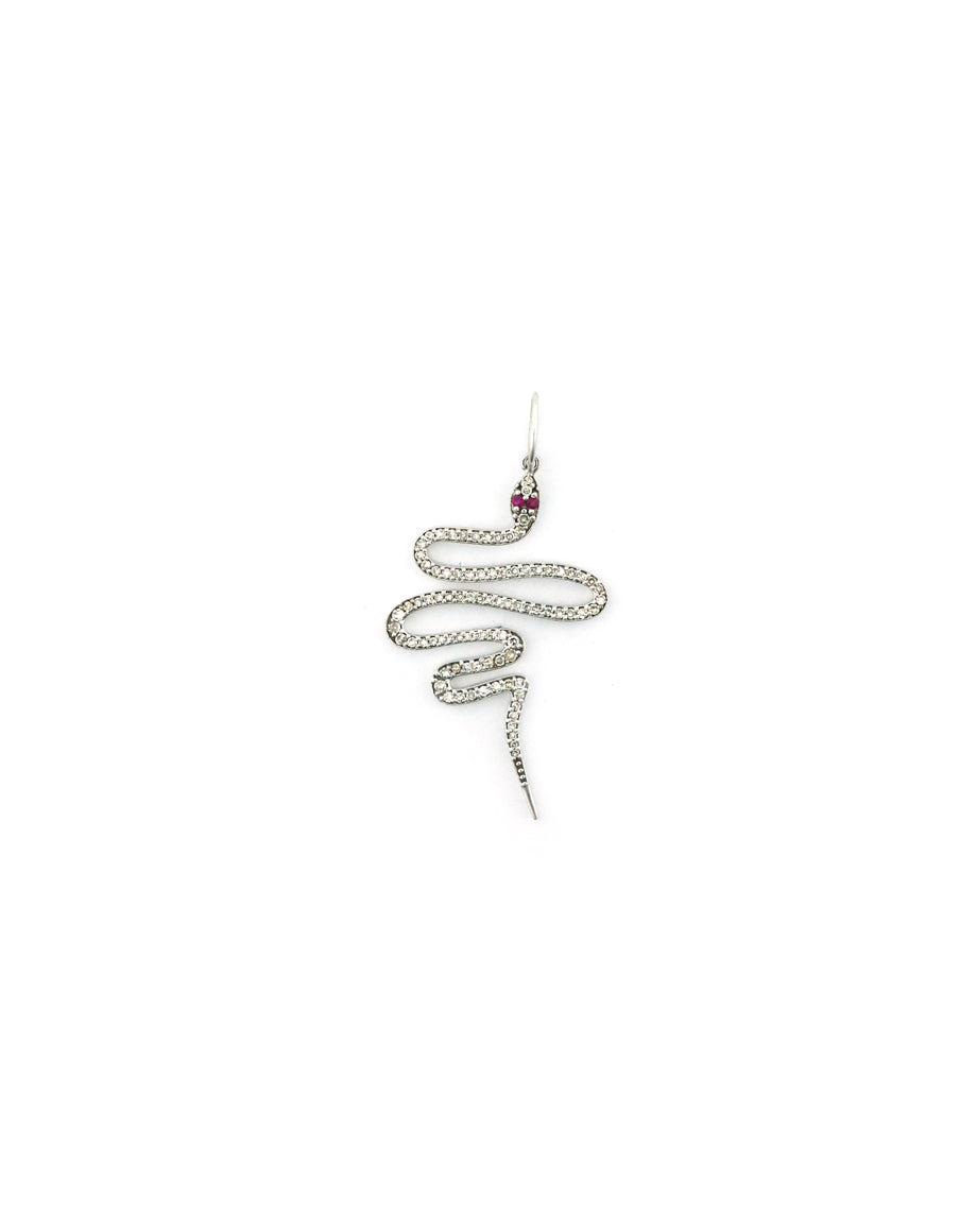 Large 14K White Gold .55ct Diamond Snake Charm