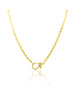 14K Gold Hexagon Disco Chain .27ct Diamond Lock Necklace