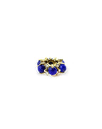 Mini 14K Gold Round Lapis Double Diamond Spacer