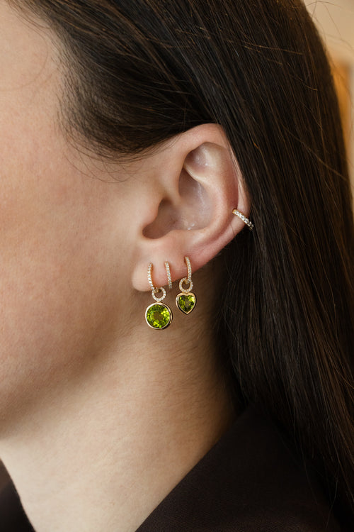 14K Gold Diamond Peridot Heart Earring Charm