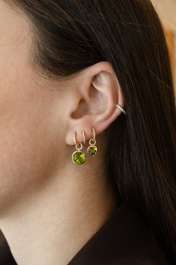 14K Gold Diamond Peridot Heart Earring Charm
