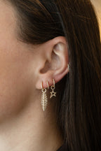 14K Gold Diamond Feather Earring Charm