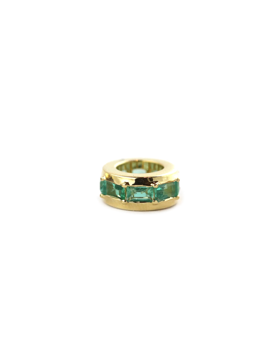 14K Gold Pronged Emerald Baguette Round Spacer