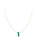 14K Gold 3 Baguette Emerald Vertical Bar Necklace