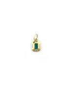 Small 14K Gold Emerald Retro Dog Tag Charm