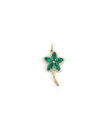 14K Gold Diamond Emerald Flower Stem Charm