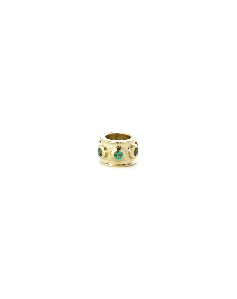 Tiny Barrel 14K Gold Emerald Spacer