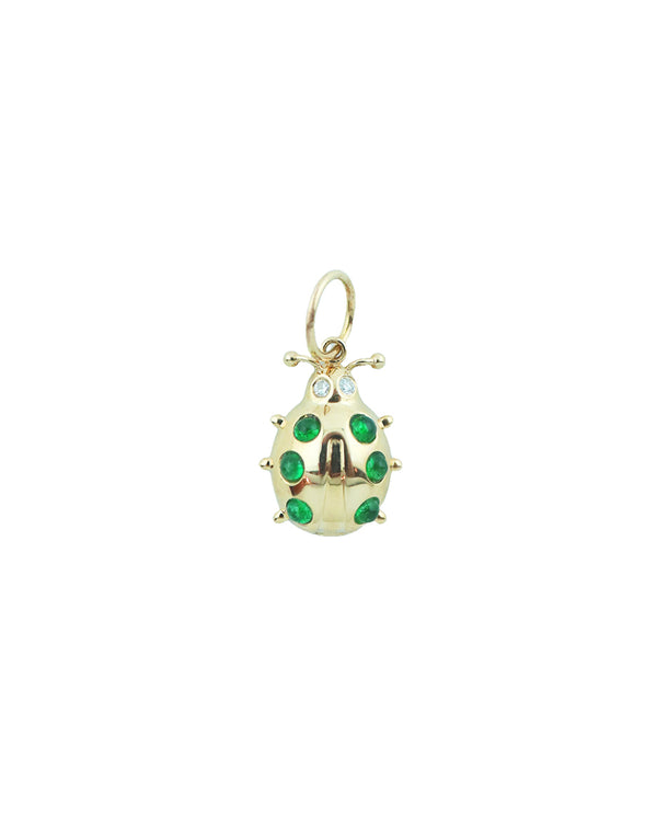 Small 14K Gold Emerald Ladybug Charm