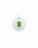 14K Gold Mother of Pearl Emerald Disk Pendant