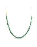 14K Gold Emerald and Turquoise Tennis Necklace