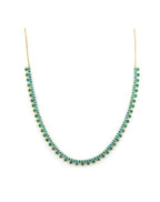 14K Gold Emerald and Turquoise Tennis Necklace