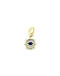 14K Gold Mother of Pearl Sapphire Evil Eye Sun Openable Bail Charm