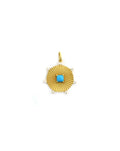 14K Gold Square Turquoise Fanned Disk Charm