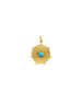 14K Gold Square Turquoise Fanned Disk Charm