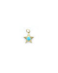 14K Gold Textured Turquoise Star Charm