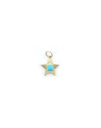 14K Gold Textured Turquoise Star Charm