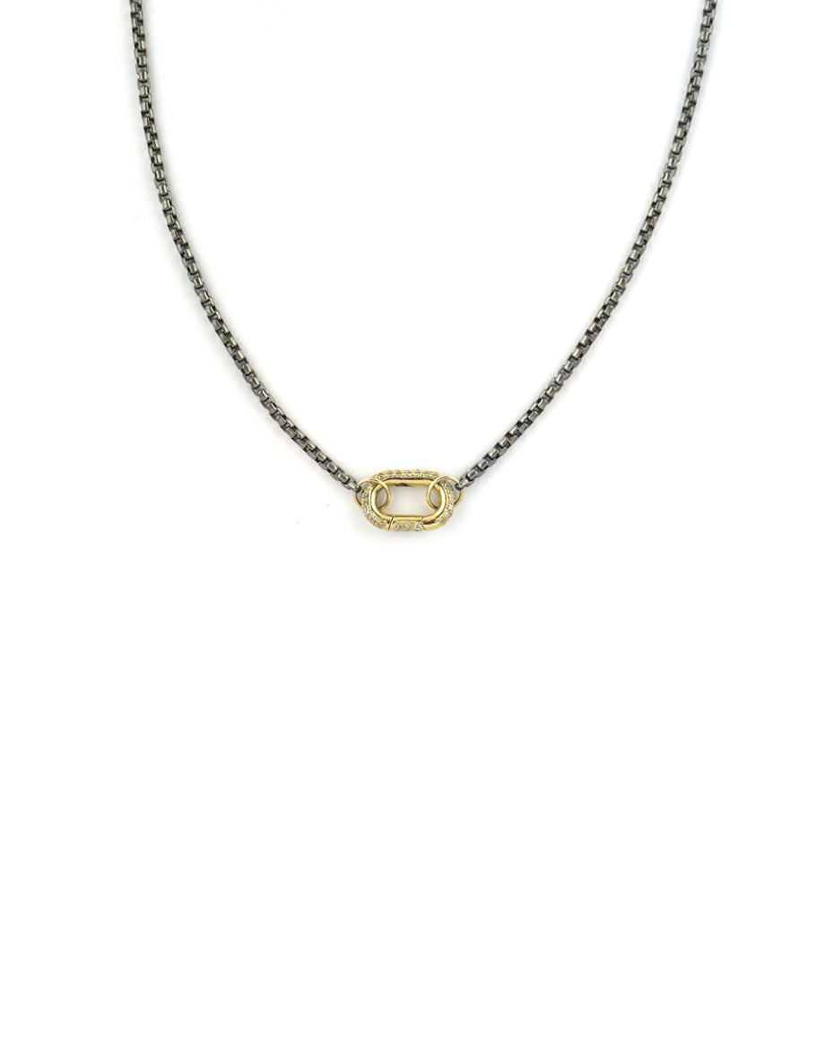 Diamond Fine Lexi Lock: Silver Round Box Chain