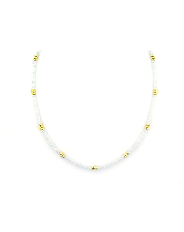 3mm Frosty White Zircon Trio Rondelle Necklace