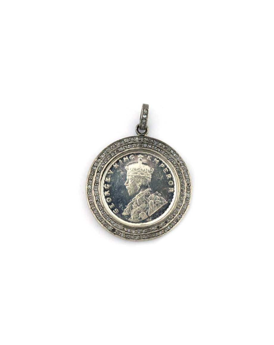 Silver Double Diamond Frame King George V Emperor Coin