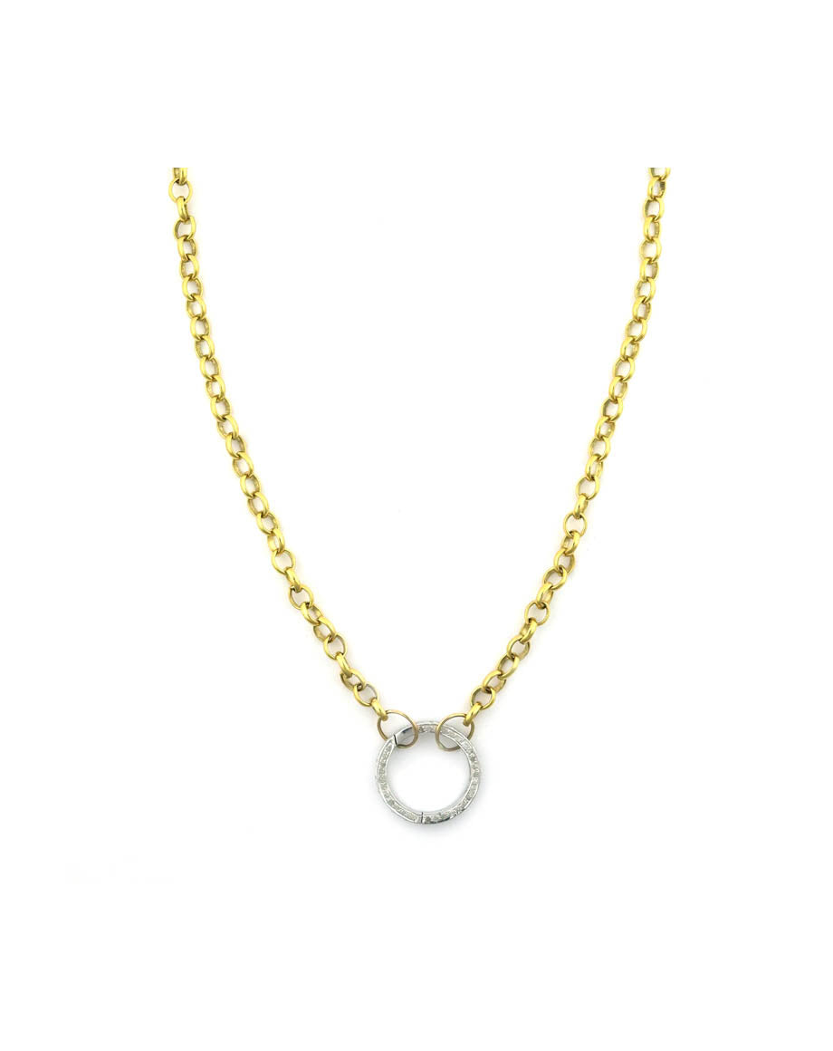 Gold Filled Rolo Chain 17mm Diamond Lock Necklace