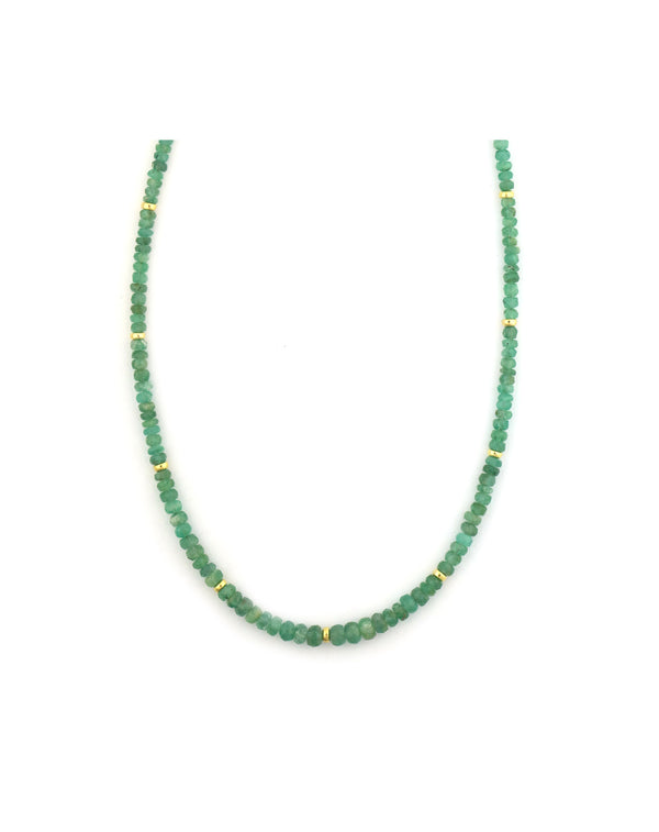 Graduated Natural Emerald Rondelle Necklace