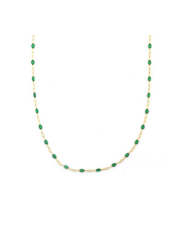 Gold Filled Green Enamel Tin Cup Necklace