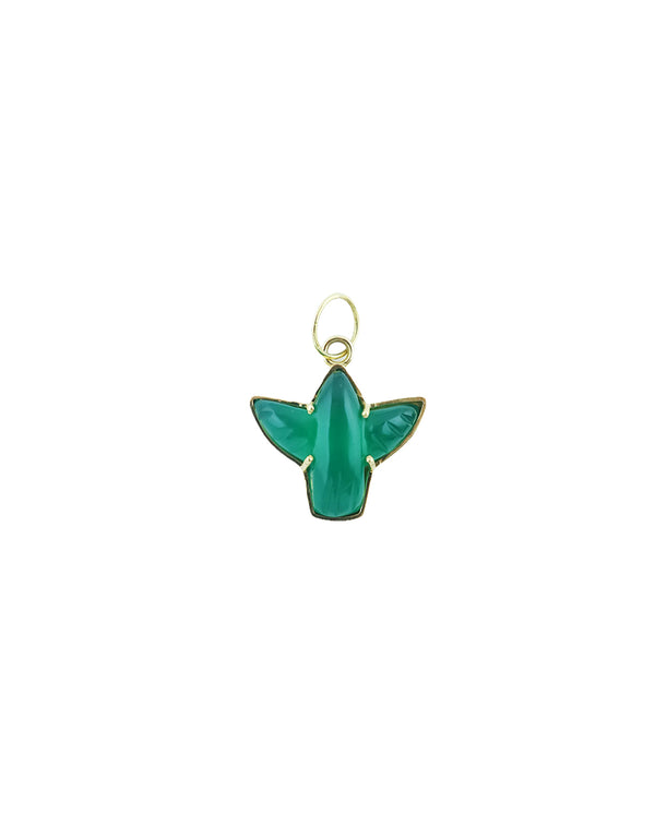 Framed 14K Gold Carved Green Onyx Thunderbird Charm
