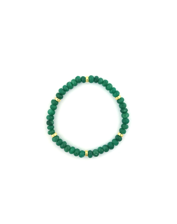 Green Sapphire Rondelle Stretchy Bracelet