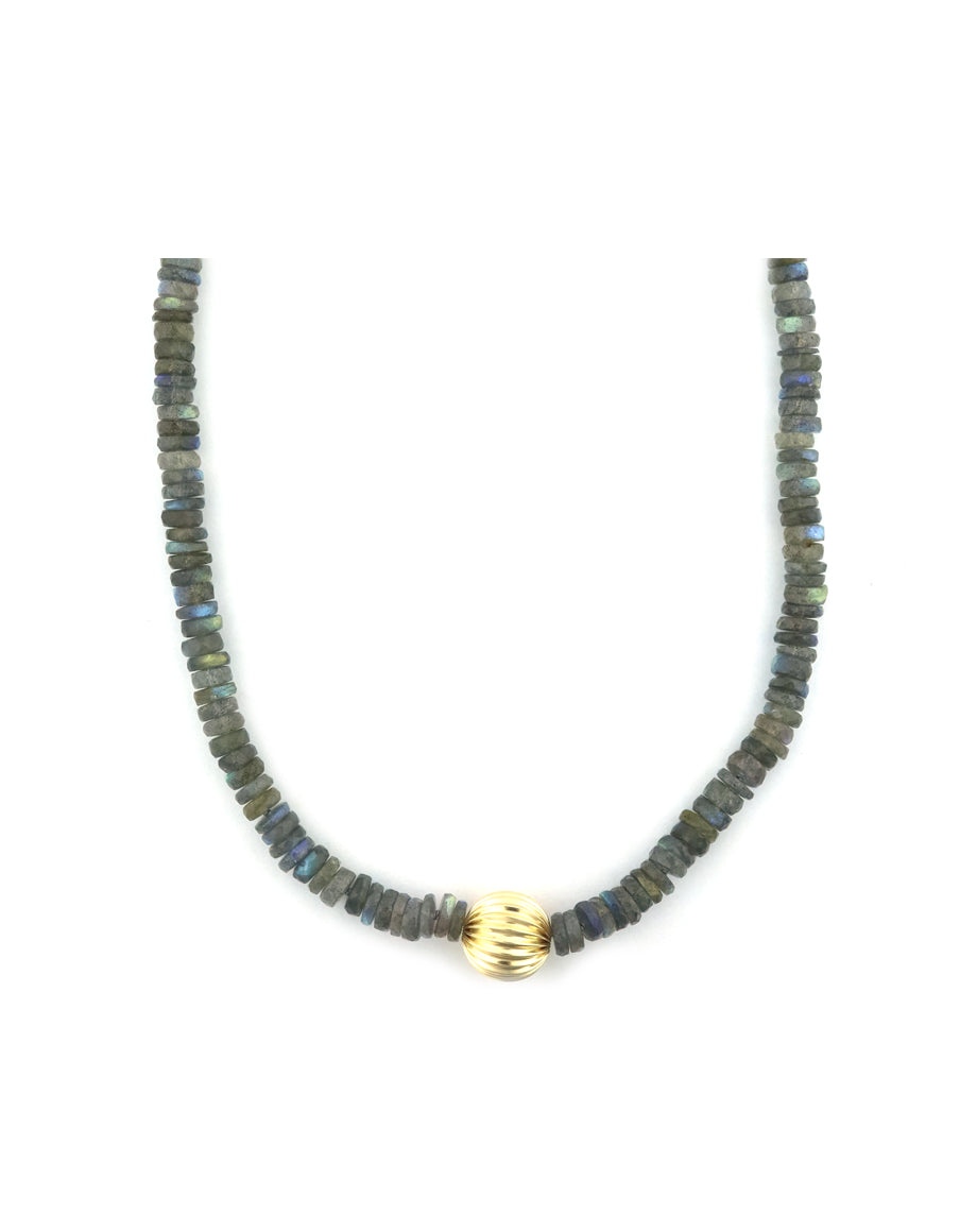 6mm Heishi Labradorite Fluted Rondelle Necklace