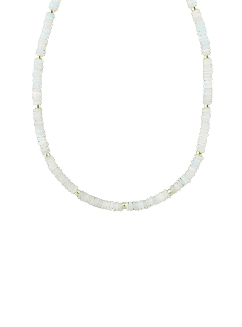 5mm White Heishi Opal Rondelle Necklace