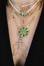 14K Gold Ornate Diamond Cross Charm