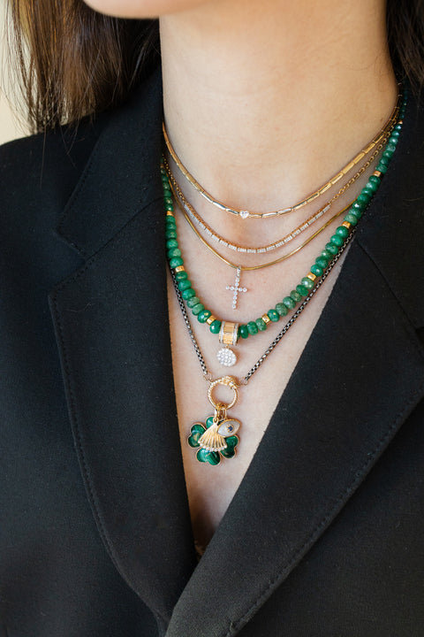 14K Gold Small Mother of Pearl Evil Eye Charm