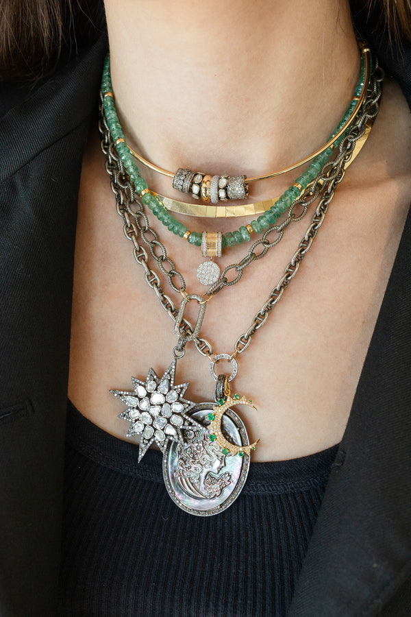 Large Luxe Lexi Lock Necklace: Silver Textured Oval Link