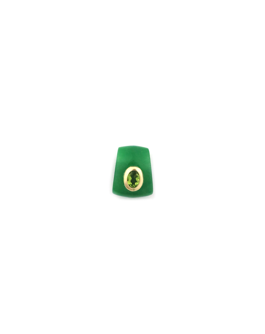 14K Gold Peridot Jade Slide Charm