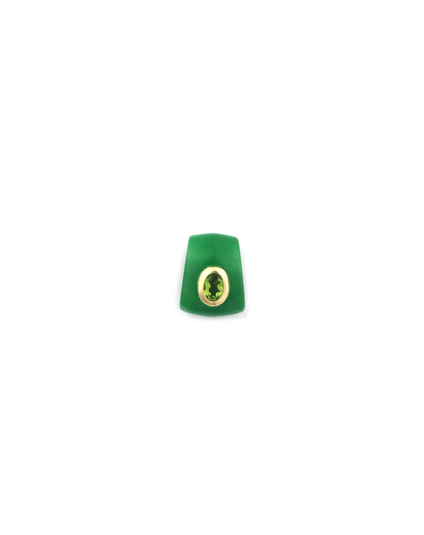 14K Gold Peridot Jade Slide Charm