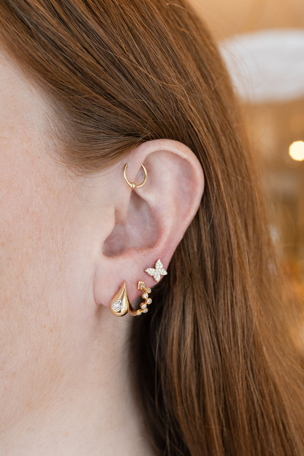 14K Gold .09ct Single Diamond Tear Drop Stud