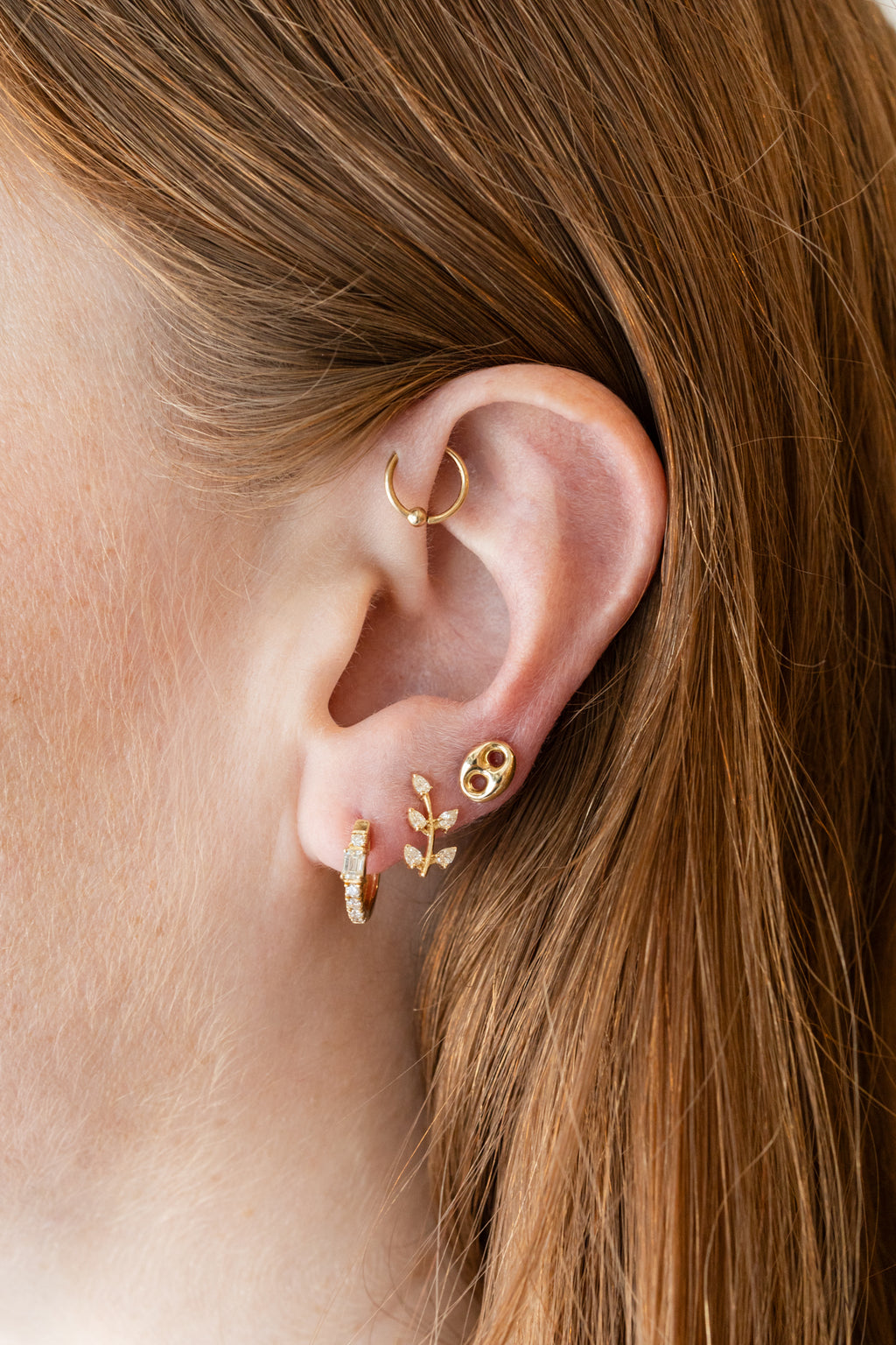 14K Gold Puffy Anchor Studs