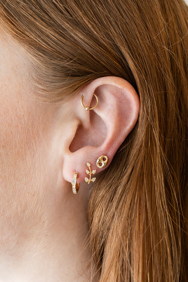 14K Gold .31ct Diamond Leaf Climber Stud