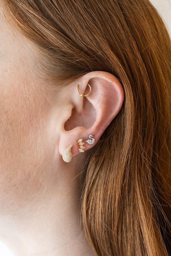 14K Gold .45ct Pave Diamond Comma Studs