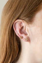 14K Gold Diamond Four Leaf Clover Stud