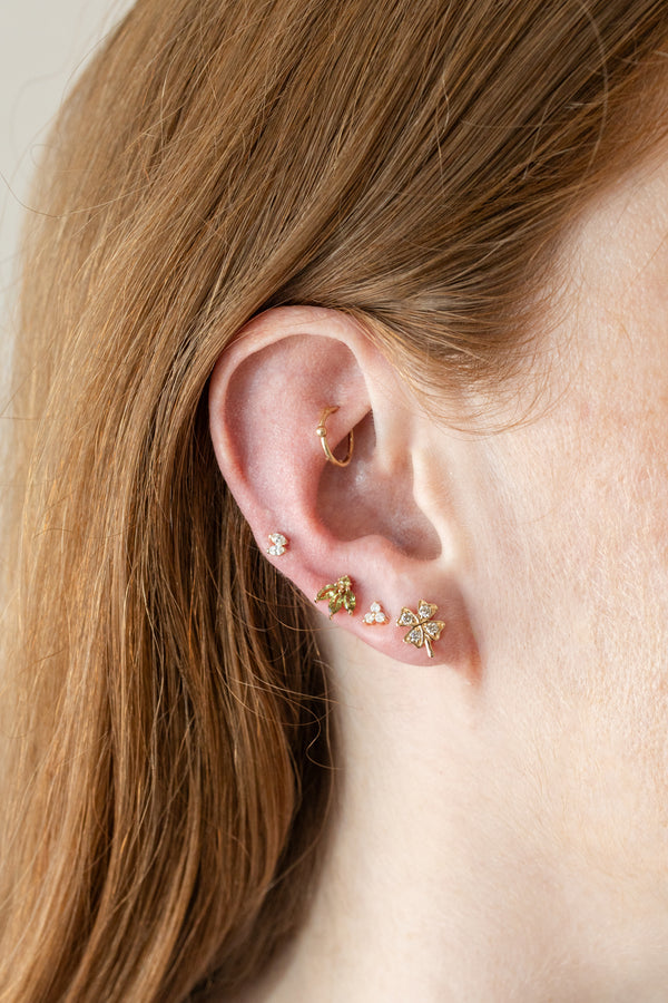 14K Gold Green Sapphire Peacock Studs